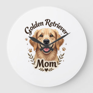 Vintage Golden Retriever Mama Hundeliebhaber-Typog Große Wanduhr