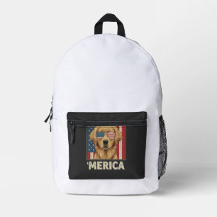 Vintage Golden Retriever 'Merica-Flagge Bedruckter Rucksack