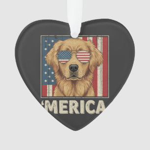 Vintage Golden Retriever 'Merica-Flagge Ornament