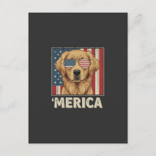 Vintage Golden Retriever 'Merica-Flagge Postkarte