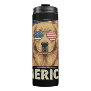Vintage Golden Retriever 'Merica-Flagge Thermosbecher