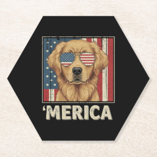 Vintage Golden Retriever 'Merica-Flagge Untersetzer