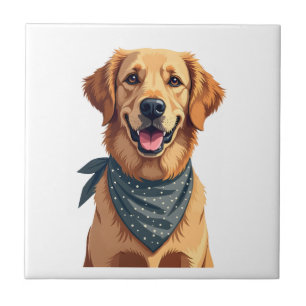 Vintage Golden Retriever-Porträt mit farbenfrohem Fliese