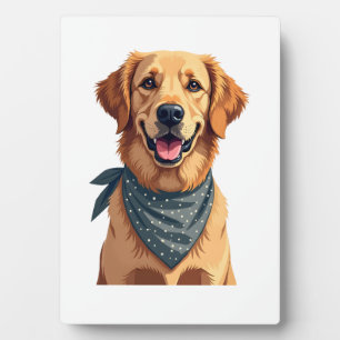 Vintage Golden Retriever-Porträt mit farbenfrohem  Fotoplatte