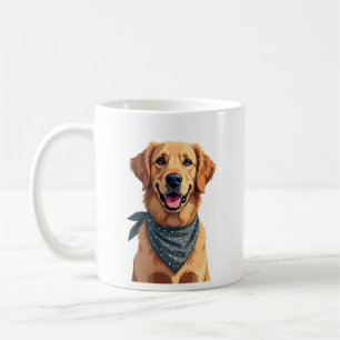 Vintage Golden Retriever-Porträt mit farbenfrohem Kaffeetasse