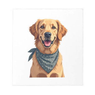 Vintage Golden Retriever-Porträt mit farbenfrohem Notizblock