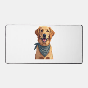 Vintage Golden Retriever-Porträt mit farbenfrohem Schreibtischunterlage