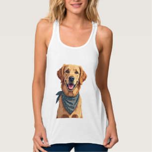 Vintage-Golden-Retriever-Porträt mit farbenfroher Tank Top