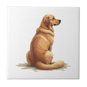 Vintage Golden Retriever Rückansicht Hundeliebhabe Fliese