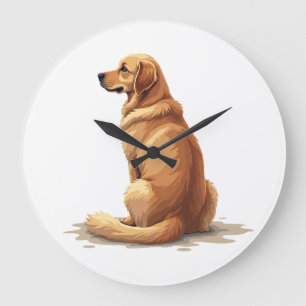 Vintage Golden Retriever Rückansicht Hundeliebhabe Große Wanduhr