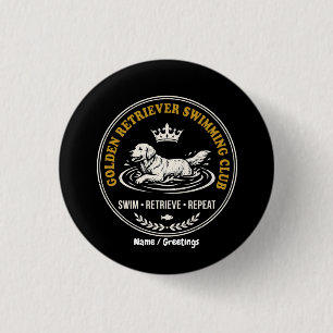 Vintage Golden Retriever Schwimmclub Retro Hund Button