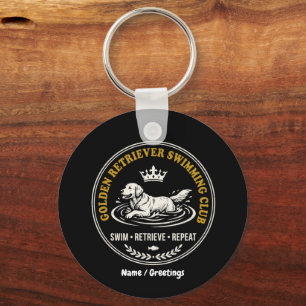 Vintage Golden Retriever Schwimmclub Retro Hund Schlüsselanhänger