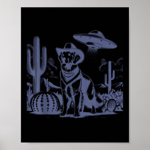 Vintage Golden Retriever Ufo 90er Retro Western Ku Poster