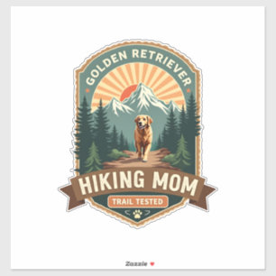 Vintage Golden Retriever Wandernde Mutter Trail Te Aufkleber