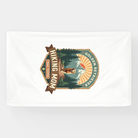 Vintage Golden Retriever Wandernde Mutter Trail Te Banner (Horizontal)