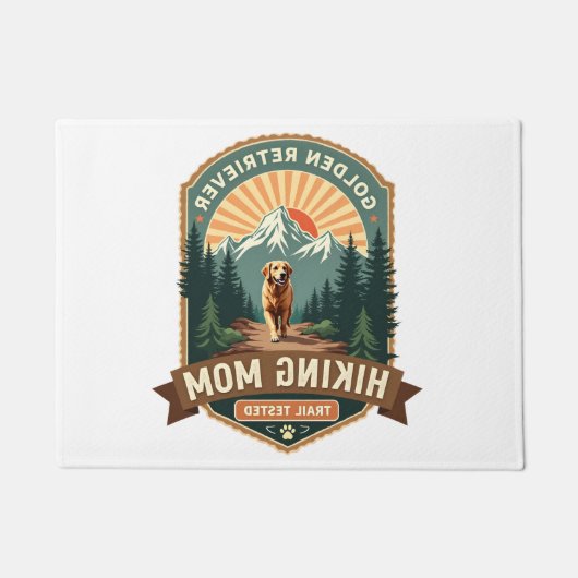 Vintage Golden Retriever Wandernde Mutter Trail Te Fußmatte (Vorderseite)