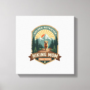 Vintage Golden Retriever Wandernde Mutter Trail Te Leinwanddruck