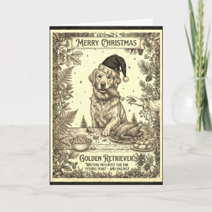Vintage Golden Retriever Weihnachtskarte mit Biogr Karte