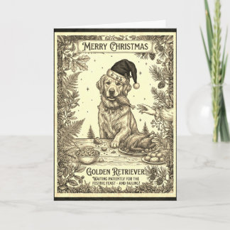 Vintage Golden Retriever Weihnachtskarte mit Biogr Karte