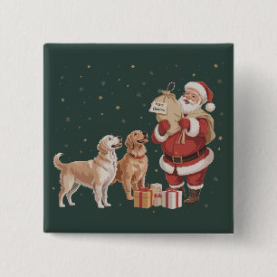 Vintage Golden Retriever Weihnachtsmann Christmas  Button