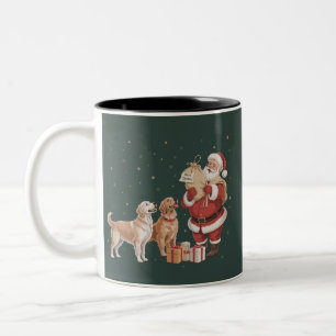 Vintage Golden Retriever Weihnachtsweihnachtsfrau Zweifarbige Tasse