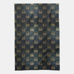 Vintage Golden und Schwarze Piraten-Schädel und - Geschirrtuch