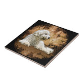 Vintage Goldendoodle Hund Fliese (Seite)
