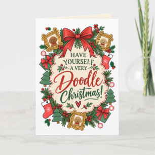 Vintage-Goldendoodle-Weihnachtsgrußkarte  Feiertagskarte