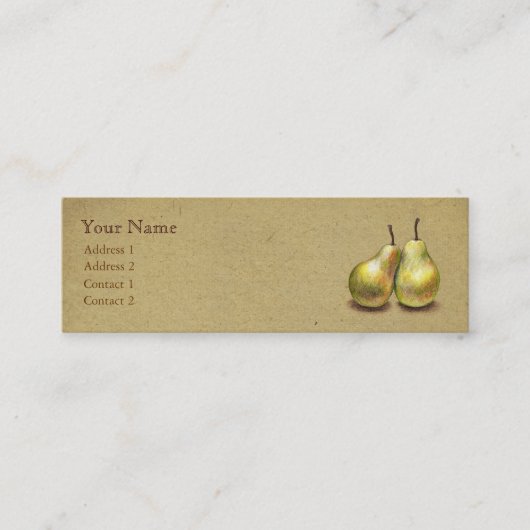 Vintage goldene Birnen-kundenspezifische dünne Mini Visitenkarte (Vorderseite)