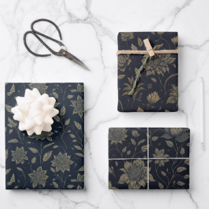 Vintage Goldene Blume Geschenkpapier Set