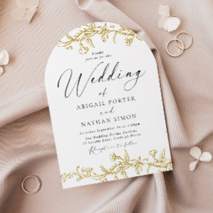 Vintage Goldene Elegante Bogenhochzeit  Einladung
