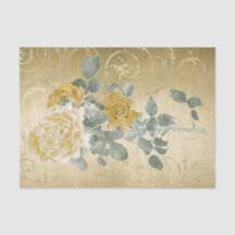 Vintage goldene gelbe Rosen mit Blumen mit Damast