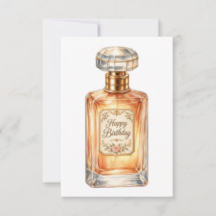 Vintage Goldene Happy Birthay Parfümflasche  Karte