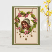 Vintage Goldene Herzen & Kleeblatts - Karte (Gelbe Blume)