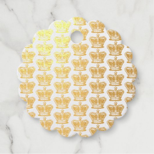 Vintage Goldene Kronen Pinselschrift Geschenkanhänger (Vorderseite)