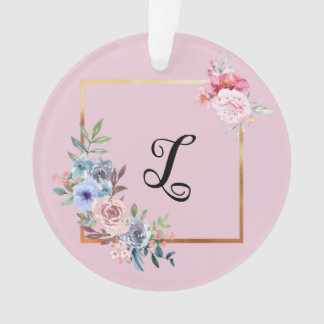 Vintage goldene mehrfarbige Blumen Monogramm Text  Ornament