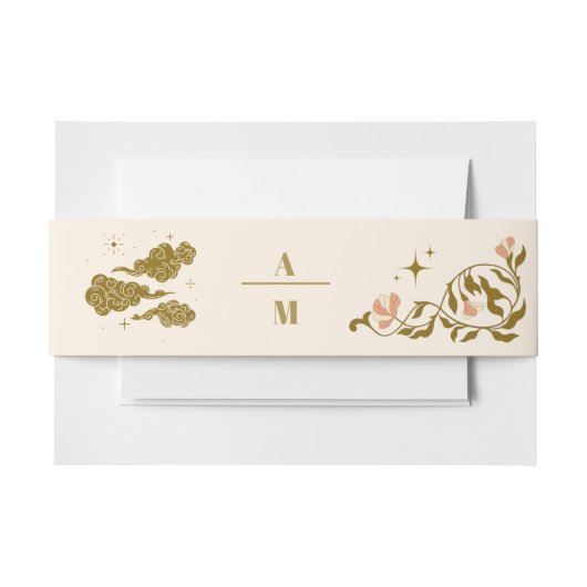 Vintage goldene mystische botanische Hochzeit Einladungsbanderole (Vorderseite Beispiel)