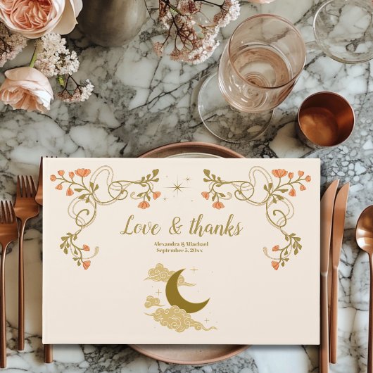 Vintage goldene mystische botanische Hochzeit Gästebuch