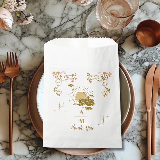 Vintage goldene mystische botanische Hochzeit Geschenktütchen