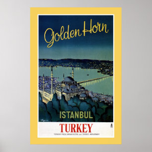 Vintage goldene Reise Horn-Istanbuls die Türkei Poster