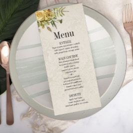 Vintage goldene Rose auf Damaskop Wallpaper Weddin Menükarte