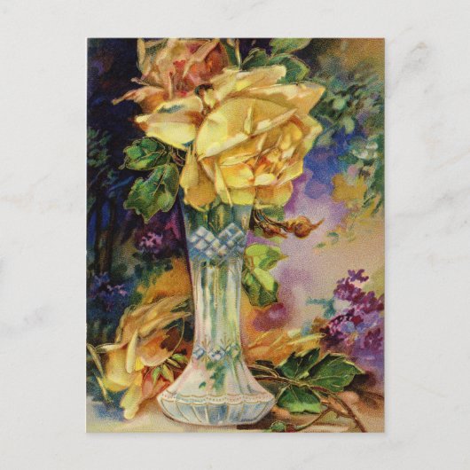 Vintage Goldene Rose Postkarte (Vorderseite)