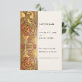 Vintage Goldene Rose Save The Date (Stehend Vorderseite)