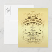 Vintage goldene Save the Date Postkarte (Vorne/Hinten)