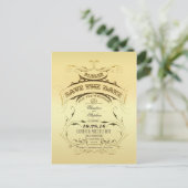 Vintage goldene Save the Date Postkarte (Stehend Vorderseite)