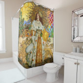 Vintage Goldene Sonne: Leo Zodiac Kunstgalerie Duschvorhang (Beispiel)