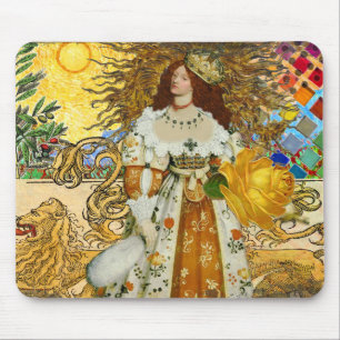 Vintage Goldene Sonne: Leo Zodiac Kunstgalerie Mousepad