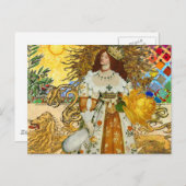 Vintage Goldene Sonne: Leo Zodiac Kunstgalerie Postkarte (Vorne/Hinten)