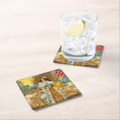 Vintage Goldene Sonne: Leo Zodiac Kunstgalerie Rechteckiger Pappuntersetzer (Vor Ort)