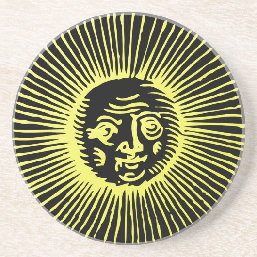 Vintage Goldene Sonne Sandstein Untersetzer (Vorne)